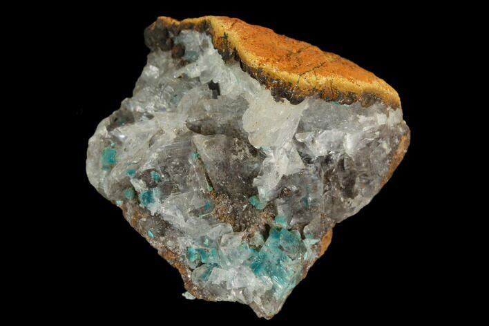 Calcite Encrusted Fibrous Aurichalcite Crystals - Mexico #127194